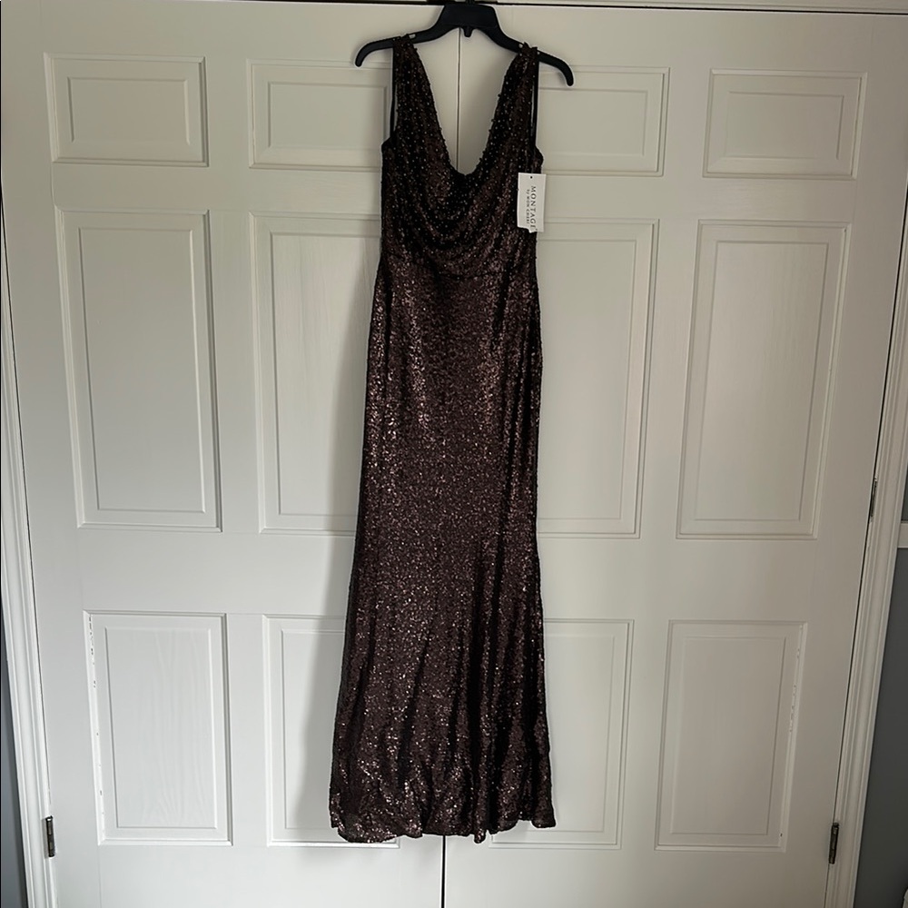 Elegant Brown Sequin Evening Gown